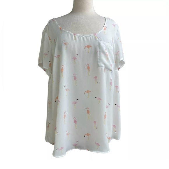 Torrid Flamingo Print Blouse With Button Down Back Size 2X - Picture 5 of 5